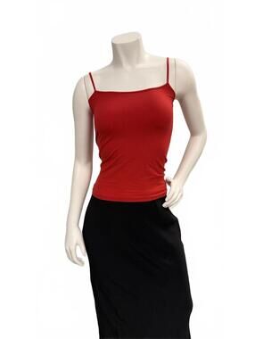 Fornia Red Cami Tank Top Spaghetti Strap Stretch Basic Slim Fit S/M